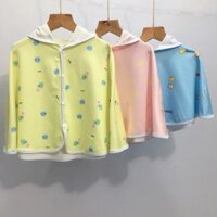 Áo khoác kiểu choàng cánh dơi Bexiu có nón cotton 2 mặt mềm mịn cho bé từ 8-16kg