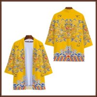 Áo Khoác Kimono In Hình Rồng Phong Cách Retro Cho Nam Nữ