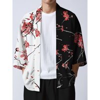Áo khoác Kimono nam nam ngắn tay áo khoác phía trước hở
