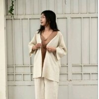 Áo khoác kimono nữ linen tay ngắn - ANAM