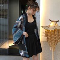 Áo khoác Kimono phối ren hoa phong cách retro