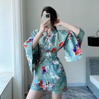 Áo khoác kimono phong cách Nhật Bản cho phụ nữ, cotton nguyên chất, bộ đôi phong cách và dễ thương, bộ đồ tắm spa kích thước lớn