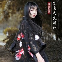 Áo khoác kimono phong cách Nhật Bản Manyige Goldfish Fireworks, áo khoác chiffon, áo haori bảo vệ nắng, xu hướng