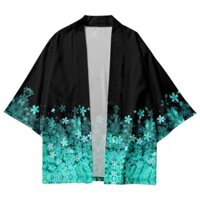 Áo khoác kimono tay ba phần tư phong cách cổ điển hoa gió, dệt lông vũ, phong cách Nhật Bản, áo khoác mùa hè bảo vệ khỏi nắng