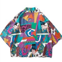 Áo Khoác Kimono Truyền Thống Nhật Bản Mỏng Ghép Màu Khối Cho Nam
