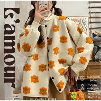 Áo Khoác Len Áo Cardigan Dáng Rộng Tay Bồng Thêu Hoa Ba Chiều Phong Cách Ngọt Ngào - Dazie Cardigan