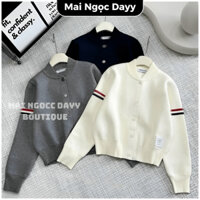 Áo Khoác Len Bomber Cadigan Thom Brown Siêu Xinh Cực Hot, Áo Cardigan Nữ Siêu Dày Dặn Phối Thom Ở Viền Áo