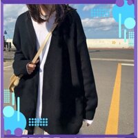 ÁO KHOÁC LEN CADIGAN ĐEN PHA NỈ - ÁO CARDIGAN LEN NỮ BASIC KOREA MÀU ĐEN NAM NỮ UNISEX [ cực hot ]