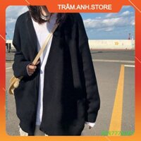 ÁO KHOÁC LEN CADIGAN ĐEN PHA NỈ - ÁO CARDIGAN LEN NỮ BASIC KOREA MÀU ĐEN NAM NỮ UNISEX 👗 👑