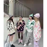 áo khoác len cardigan 4 màu chính hãng xanh kem / đen hồng / ngà nâu / đỏ trắng