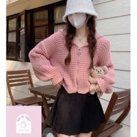 Áo Khoác Len Cardigan, Áo Len Móc Khoá Suốt Có Mũ Tay Dài Dáng Ngắn Thời Trang Nữ | Vui Vẻ Shop