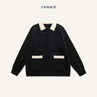 Áo khoác len cardigan cổ bẻ basic hiện đại Yannie