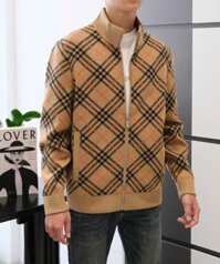 Áo khoác len Cardigan họa tiết kẻ caro Burberry