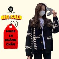 Áo khoác len cardigan INFLACHI sang chảnh len Quảng Châu tôn dáng kẻ Hàn Quốc tay dài cho nữ sinh học sinh M294 E2-11