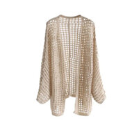 Áo khoác len cardigan màu be phong cách Pháp mới cho phụ nữ, kiểu dáng lười, áo khoác đan hoàn hảo 9ZXS