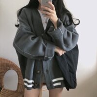 Áo khoác len cardigan mỏng form rộng oversize cài khuy