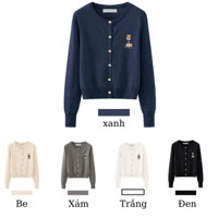 Áo khoác len cardigan mỏng thêu hình gấu dễ thương KL32