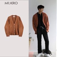 Áo khoác len cardigan nam cổ chữ V  M.RO CD04 dài tay thu đông 2023 màu nâu đen form rộng phong cách Hàn Quốc Mrhero - H