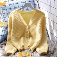 Áo khoác len cardigan nữ dài tay, thân ngắn kiểu Nhật trẻ trung, thời trang thu đông SGC009 - Vàng                          - 37886341                                                       Yêu thích