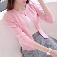 Áo khoác len cardigan nữ dệt kim khóa gài ngọc