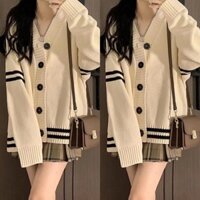 Áo khoác len cardigan nữ sọc viền tay hàng Qc