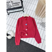 Áo khoác len cardigan nút tim phối nhiều màu basic hàng QC đẹp