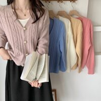 Áo khoác len cardigan vặn thừng cài cúc