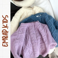 Áo khoác len carigan cổ tròn cho bé Embap order, áo khoác cardigan len thừng cho bé trai và bé gái phong cách hàn quốc