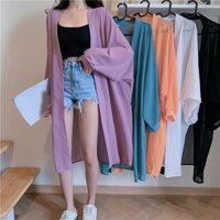 Áo khoác len chống nắng dài đến đầu gối mùa hè Áo khoác voan mỏng dành cho nữ