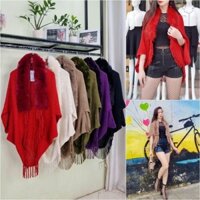 Áo khoác len cổ lông gấu tua rua, hàng QC loại 1, full 6 màu. Ảnh thật