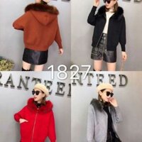 Áo khoác len cổ lông
