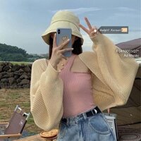 Áo khoác len croptop tay cánh dơi