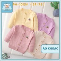 Áo Khoác Len Dài Tay Bé Gái, Áo Len Bé Gái (Mã PH-1015) - Áo Khoác Len Thêu Hoa Quả (Size 59-73)