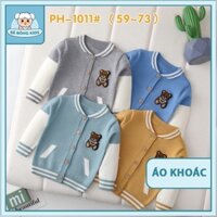 Áo Khoác Len Dài Tay Bé Trai , Áo Len Bé Trai (Mã PH-1011) - Áo Khoác Len Gấu Nâu Đáng Yêu Phối Màu (Size 59-73)