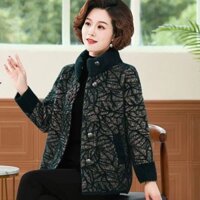 Áo Khoác Len Dáng Ngắn Cao Cấp Mùa Thu Đông Cho Phụ Nữ Trung Niên Và Cao Tuổi, Áo Khoác Giả Lông Chồn Mùa Đông Cho Mẹ