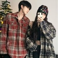 Áo khoác len dáng rộng cổ lọ kẻ sọc thời trang retro Mỹ cho nam nữ mùa thu 2025