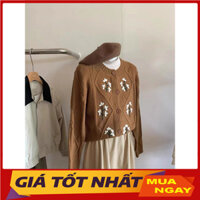 Áo Khóac Len Dáng Vừa Thêu Họa Tiết Hoa Mềm Mịn Hàng Quảng Châu M8003 - Yamy888