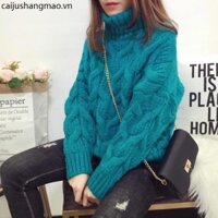 Áo Khoác Len Dày Ngắn Dáng Rộng Cổ Lọ Phong Cách Hàn Quốc Thời Trang Thu Đông Mới 2021