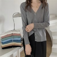 Áo khoác len dệt kim mỏng montagut cổ V nhiều màu basic ulzzang Hàn Quốc [Yannie]