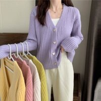 Áo khoác len dệt kim ngắn mỏng mùa thu dành cho nữ Áo khoác Cardigan dệt kim dài tay gió nhẹ nhàng