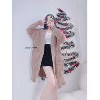 Áo khoác len form dài màu nâu tây siêu xinh ( ảnh thật )