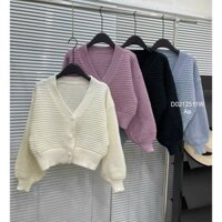 Áo khoác len form ngắn gài nút tay dài siêu thời trang