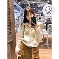 Áo Khoác Len Gân Dọc Cổ Cao Cài Khuy, Áo Len Nữ Mùa Đông Phong Cách Mới Thiết Kế 2025 Dáng Rộng | Smide Clothing