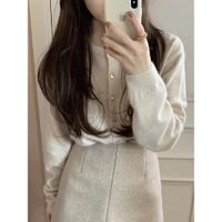 Áo khoác len hồng cho phụ nữ, mùa xuân và mùa thu, phong cách nhẹ nhàng, lông gấu trúc, áo khoác len ngắn cao cấp, áo nhỏ nhắn, De Jia Xi Guan Ge Q6AK