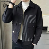 Áo Khoác Len Kẻ Sọc Dáng Ôm Thời Trang Thu Đông 2024 Cho Nam Hàn Quốc áo jacket nam dài tay simple áo khoác nam đẹp from rộng fashion áo khoác jacket nam bigsize