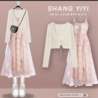 Áo khoác len , khoác cardigan mỏng croptop cột dây siêu xinh màu trắng đen be hồng phong cách HQ - Ruby Design KH132 - H