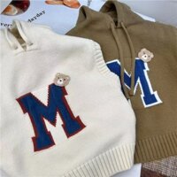 Áo Khoác Len Không Tay Có Mũ Trùm Thời Trang Xuân Thu Cho Bé