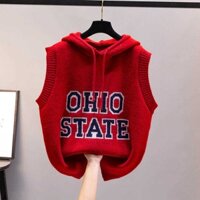 Áo Khoác Len Không Tay Có Mũ Trùm Đầu Phong Cách Thời Trang Hàn Quốc