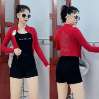 ÁO KHOÁC LEN LỬNG ĐÍNH ĐÁ TÁO QC DÂY KÉO 2 ĐẦU
