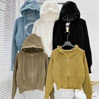 Áo khoác len lưới nữ dáng ngắn tay dài